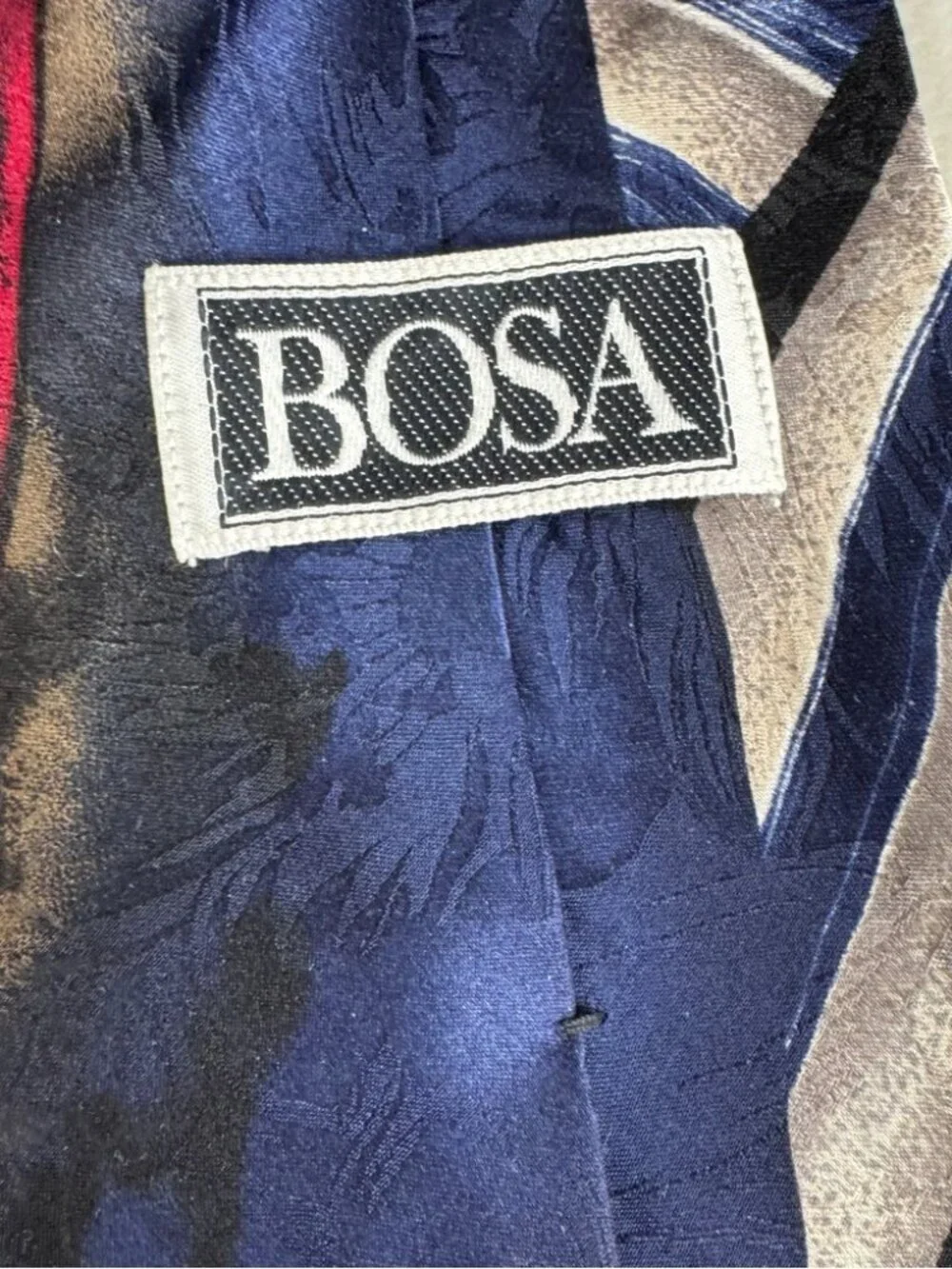 BOSA Silk Abstract Tie Blue Burgundy Artistic Pattern Designer Necktie